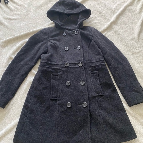 Smart Set Jackets & Blazers - Smart Set Slate Grey tailored coat 80% wool with detachable hood